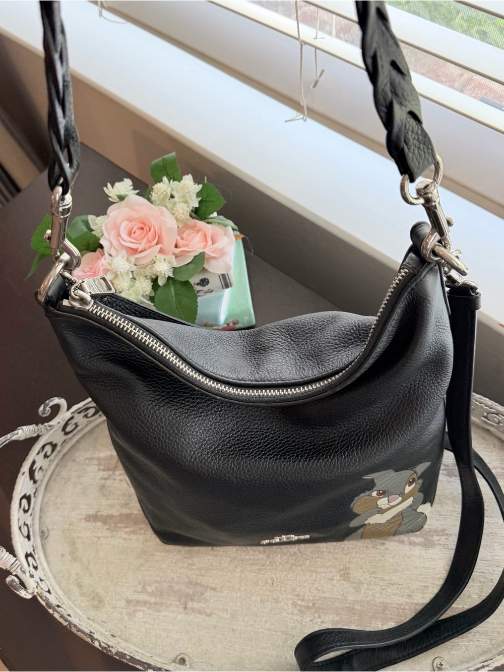 Disney x COACH Mini Abby Duffle Shoulder Bag Bambi Thumper Black Leather - Picture 2 of 16